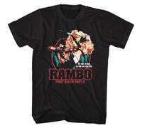 OPTE 11 Rambo First Blood Part 2 No Man No Law No War Men's T Shirt 80's Movie MerchBlackXXL