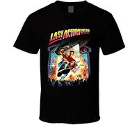 Opte Last Action Hero Arnold Schwarzenegger Retro Action Movie T Shirt BlackMedium