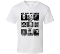 Opte What Women Want in A Man Funny Movie Serial Killer T Shirt WhiteX-Large