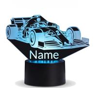 Optechvisual Lampe Formule 1 personnalisée avec prénom - Veilleuse LED voiture de course pour enfant et fan automobile, décoration chambre, 16 couleurs dimmables