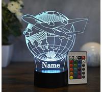 Optechvisual Lampe LED personnalisée en forme d'avion - Veilleuse avec nom - Cadeau pour pilotes, agents de bord et fans de voyage - Lampe de table décorative pour les amateurs d'avion