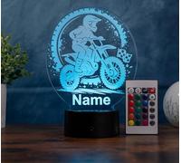 Optechvisual Lampe Motocross Personnalisée - Veilleuse LED Moto Cross avec Prénom, Cadeau Pilote MX & Enduro, 16 Couleurs