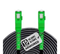 opteec® - Câble Fibre Optique en Acier Blindé - 15M - ORANGE/SFR/BOUYGUES/SOSH/RED by SFR - Rallonge/Jarretière - SC/APC à SC/APC Renforcé - Simplex Monomode - Garantie 10 Ans (Armored, Noir, 15M)