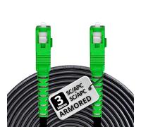 opteec® - Câble Fibre Optique en Acier Blindé - 3M - ORANGE/SFR/BOUYGUES/SOSH/RED by SFR - Rallonge/Jarretière - SC/APC à SC/APC Renforcé - Simplex Monomode - Garantie 10 Ans (Armored, Noir, 3M)