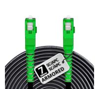 opteec® - Câble Fibre Optique en Acier Blindé - 7M - ORANGE/SFR/BOUYGUES/SOSH/RED by SFR - Rallonge/Jarretière - SC/APC à SC/APC Renforcé - Simplex Monomode - Garantie 10 Ans (Armored, Noir, 7M)