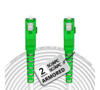 opteec® - Câble Fibre Optique en Acier Blindé - ORANGE/SFR/BOUYGUES/SOSH/RED by SFR - Rallonge/Jarretière - SC/APC à SC/APC Renforcé - Simplex Monomode - Garantie 10 Ans (Armored, Blanc, 2M)