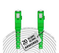 opteec® - Câble Fibre Optique en Acier Blindé - ORANGE/SFR/BOUYGUES/SOSH/RED by SFR - Rallonge/Jarretière - SC/APC à SC/APC Renforcé - Simplex Monomode - Garantie 10 Ans (Armored, Blanc, 20M)