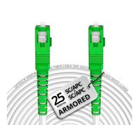 opteec® - Câble Fibre Optique en Acier Blindé - ORANGE/SFR/BOUYGUES/SOSH/RED by SFR - Rallonge/Jarretière - SC/APC à SC/APC Renforcé - Simplex Monomode - Garantie 10 Ans (Armored, Blanc, 25M)