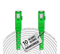 opteec® - Câble Fibre Optique en Acier Blindé - ORANGE/SFR/BOUYGUES/SOSH/RED by SFR - Rallonge/Jarretière - SC/APC à SC/APC Renforcé - Simplex Monomode - Garantie 10 Ans (Armored, Blanc, 10M)