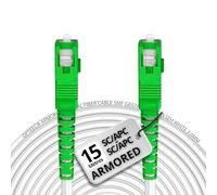 opteec® - Câble Fibre Optique en Acier Blindé - ORANGE/SFR/BOUYGUES/SOSH/RED by SFR - Rallonge/Jarretière - SC/APC à SC/APC Renforcé - Simplex Monomode - Garantie 10 Ans (Armored, Blanc, 15M)