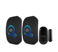 OPTEPYOE Sonnette de Bienvenue avec 32 mélodies, détecteur d'ouverture de Porte et de fenêtre(Black KIT4,American Standard)