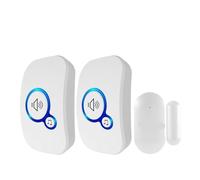 OPTEPYOE Sonnette de Bienvenue avec 32 mélodies, détecteur d'ouverture de Porte et de fenêtre(White KIT4,American Standard)