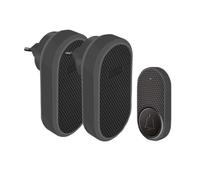 OPTEPYOE Sonnette de Bienvenue avec Bouton Visiteur, récepteur de Rappel de 32 chansons, Noir(Option C,EU)