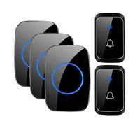 OPTEPYOE Sonnette de Porte A06 alimentée par Batterie CC, télécommande de 300 mètres, 36 sonneries.(Black2x3)