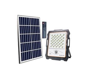 OPTEX ELECTRONIQUE Projecteur LED solaire rechargeable avec panneau déporté, télécommande et détecteur infra-rouge, 82 Leds, IP65, 1000 lumens