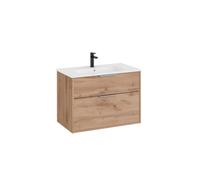 Optica unik 2 tiroirs et lavabo porcelaine 800 mm noyer - ROCA A852453517