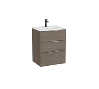 Optica unik 3 tiroirs et lavabo porcelaine 600 mm chêne foncé - ROCA A852456537