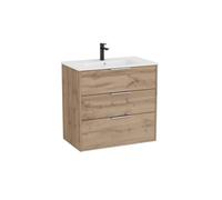 Optica unik 3 tiroirs et lavabo porcelaine 800 mm noyer - ROCA A852457517