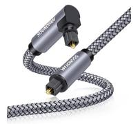 Optical Audio Cable 3 m Optical Cable Toslink Audio Cable for Home Cinema,Soundbar,TV-[Grey Nylon Braided,90° Design]