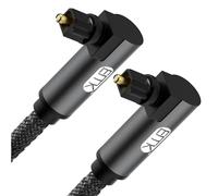 Optical Cable Optical Cable Digital Audio Toslink Spdif Fiber Optic Cable for Home Theater,Soundbar,TV,PS4,Xbox (2M,Double Optical Cable 90 Degrees,Grey)