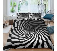 Optical illusion Housse de Couette Ultra Douce Microfibre Hypoallergique 3 Pièces Abstrait spiral design Linge de Lit avec 2 x Taies d'oreiller Confortable for Hommes Enfants King（220x240cm）