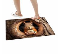 Optical Illusion Rug - Squirrel and Dog Soft Non-Slip Quick Dry Mat, 3D Optical Illusion Rug, Squirrel Dog Floor Mat for Birthday Halloween Thanksgiving Home Holiday New Year Party Living Room