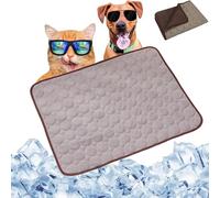 Opticnock Dog Cooling Mat, Summer Ice Silk Dog Cooling Pad, Washable & Portable Pet Soft Pad, Dual-Sided Design Cool Fabric Structure, Non-Slip Summer Coolings Mats for Dogs Cats (Brown,Medium)