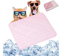 Opticnock Dog Cooling Mat, Summer Ice Silk Dog Cooling Pad, Washable & Portable Pet Soft Pad, Dual-Sided Design Cool Fabric Structure, Non-Slip Summer Coolings Mats for Dogs Cats (Pink,Small)
