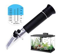 Optics salinité 0-10% Réfractomètre, Double échelle (1.0 à 1.070 S.g/0-100ppt Sel) pour l'eau de mer Aquarium Tank, Marine du marché, avec éclairage LED et pipettes (0-10% Salinity)