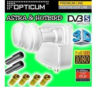 OPTICUM LNB Monobloc Twin ASTRA HOTBIRD Double Tête parabole Full HD 4K 0,1dB