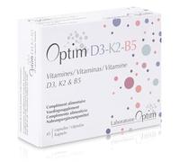 OPTIM D3 K2 B5 - Vitamine D3 Vegan 1000 UI + K2 MK-7 + B5 - Complément Alimentaire pour Femme 40+ / Périménopause - Ossature & Immunité - Formule Synergique - 45 Gélules - Qualité Belgique - Vegan