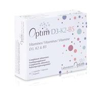 Optim D3-K2-B5 - Vitamine D3 Vegan 1000 UI + K2 MK-7 + B5 - Femme 40+ / Périménopause - Ossature & Immunité - Formule Synergique - 45 gélules - Qualité Belgique - Vegan