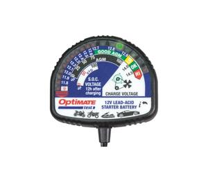 OptiMate Test TS130 - Testeur d'État de Charge pour Batterie 12V - Indicateur LED de l'État de la Batterie pour 12 V Plomb-Acide (AGM. Gel. STD) & 12.8 V/13.2 V Lithium LiFePO4 - SAE + Pinces