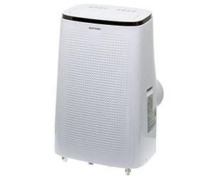 OPTIMEO Climatiseur mobile 4,7kW 16000BTU, Réversible, Blanc, Compact, Efficace pour les pièces jusqu'à 45m2, 3 vitesses de ventilation, écran LED, télécommande, 4 roulettes OPC-A01-160HP