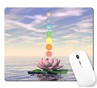 Optimisé Tapis de Bureau Sept Symboles de Chakra Colonne sur Une Fleur de Lotus et de l'eau Gaming Mousepad Gamer Mouse Pad 25x30cm pour Ordinateur,Bureau,Joueurs Professionnels