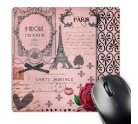 Optimisé Tapis De Souris Gamer Collage Roses De Paris, Tour Eiffel, Roses Rouges, Style Gothique Et Tourbillons 25X30Cm, Mousepad Bords Cousus Tapis De Souris D'Ordinateur pour Bureau Pc Jeux