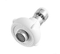 Optimiseur de débit d'eau avec tête de pulvérisation rotative pour robinets filetés de 24 mm et 22 mm en ABS et composants métalliques (blanc)