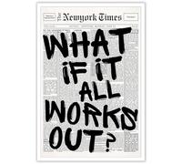 Optimistic Quote Wall Art What If It All Works Out Retro Newspaper Style Poster Canvas Print Minimalist for Living Room Bedroom Home Office Decor(Unframed,16x24inch(40x60cm))