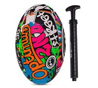 Optimum Ballon de rugby de rue et pompe à ballons, ballon d'entraînement pour aire de jeux et sessions de parc, très visible pour les jeux de nuit avec texture de préhension améliorée, pour tous les