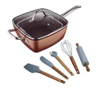 Optimum Copper Bergner Lot de 5 ustensiles de cuisine carrés en aluminium pressé 24 x 24 cm