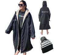 OPTIMUM Drywrap Manteau Poncho Long à Manches Longues, Imperméable, Coupe-vent, Surdimensionné - Natation, Surf, Sports Aquatiques - Taille L, Noir