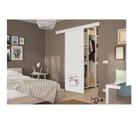 OPTIMUM Kit porte coulissante décor blanc - rail 2 amortisseurs + cache rail blanc - 204 x 73 cm