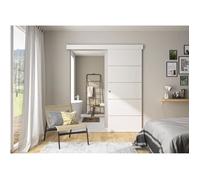 OPTIMUM - Kit porte coulissante + rail + bandeau Atelier - H.204xL.83xP.4 cm - Blanche lignée