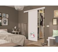 OPTIMUM - Kit porte coulissante + rail + bandeau pret a peindre - H.204xL.83xP.4 cm - Blanc