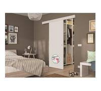 OPTIMUM - Kit porte coulissante + rail + bandeau prêt à peindre - H.204xL.83xP.4 cm - Blanc