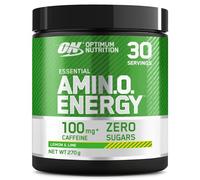 Optimum Nutrition Amino Energy Pre Workout en poudre, boisson énergisante avec acides aminés, BCAA, L-Glutamine et L-Leucine, complément vitamine C caféine, goût Citron-Citron vert, 30 portions, 270 g