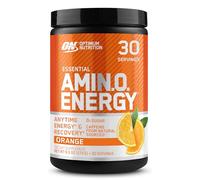 Optimum Nutrition Amino Energy Pre Workout en poudre, boisson énergisante avec acides aminés, BCAA, L-Glutamine et L-Leucine, complément vitamine C caféine, goût Orange, 30 portions, 270 g