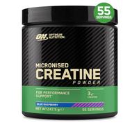 Optimum Nutrition Créatine Micronisée en Poudre Sabor Framboise Bleue, 3 g de Monohydrate de Créatine par Portion, Soutien aux Entraînements Intensifs, 247,5 g - 55 Portions, Supplément Sportif