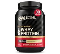 Optimum Nutrition Gold Standard 100% Whey, Poudre de Protéines pour Construction et Récupération Musculaire, avec Glutamine et Acides Aminés BCAA Naturels, Crème Glacée Vanille, 30 Portions, 907 g