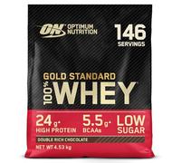 Optimum Nutrition Gold Standard 100% Whey, Protéine en Poudre, Goût Double Chocolat Riche, 4.53kg, 146 Doses
